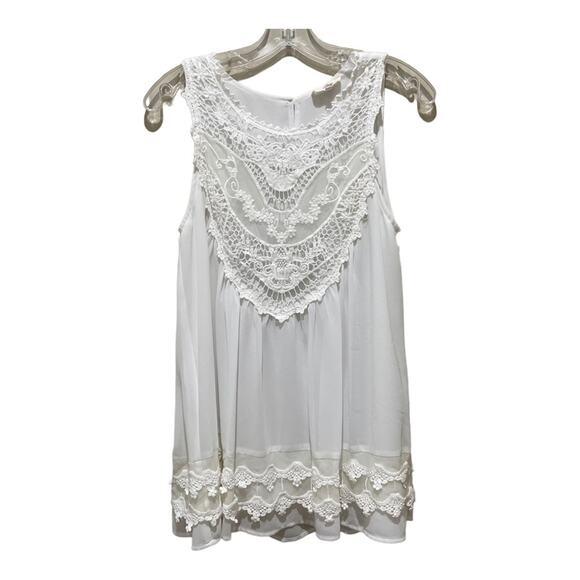 ENTRO Crochet & Lace Trim Tank Top White Size Small - Picture 2 of 7